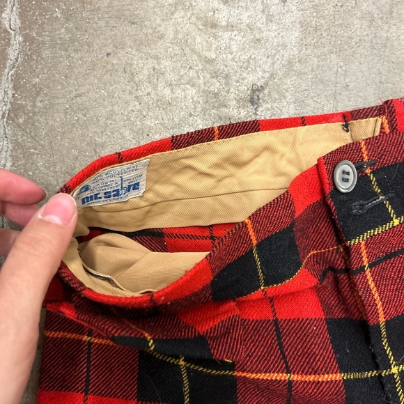 Vintage 70s Mr sabre buffalo plaid bell bottom flare pants wool blend pants - Picture 2 of 5